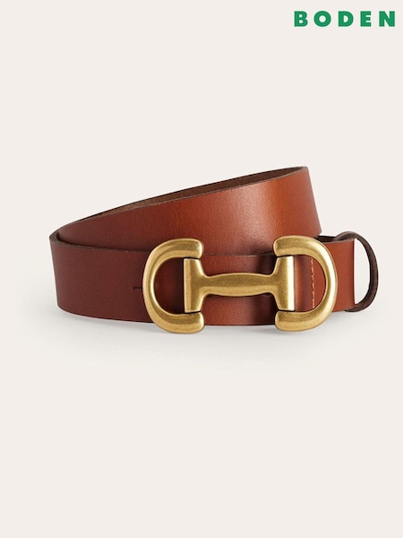Boden Brown Snaffle-Trim Leather Belt (543934) | £45