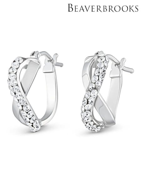 Beaverbrooks 9ct Gold Crystal Hoop Earrings (544138) | £195