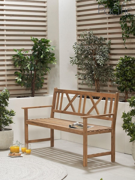 Pacific Natural Garden Cambridge Antique 3 Seater Acacia Wood Bench (544256) | £170