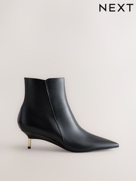 Black - Forever Comfort® Metal Heel Leather Ankle Boots