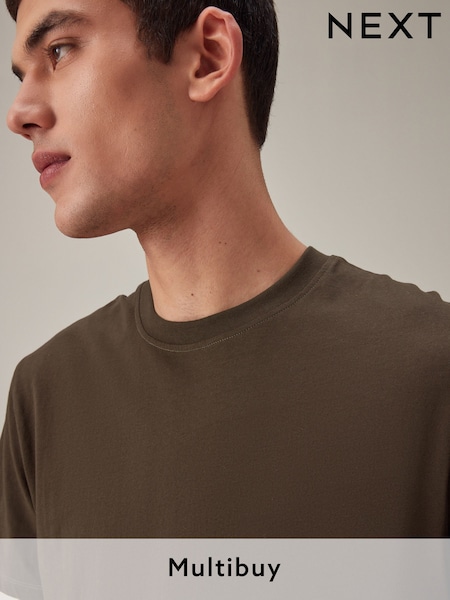 Brown Dark Chocolate Regular Fit Essential Crew Neck Cotton T-Shirt (545937) | £8