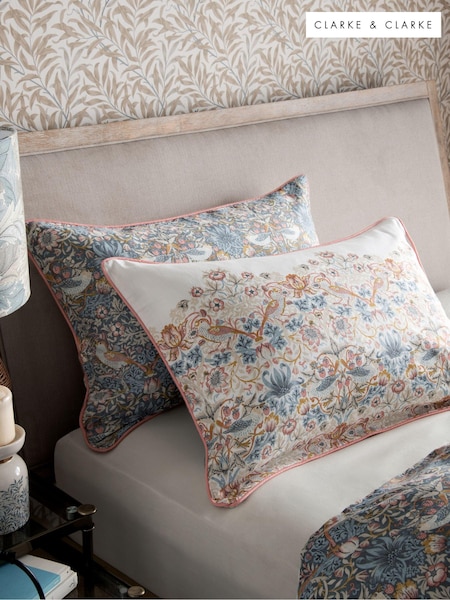 Clarke & Clarke Pink William Morris Strawberry Thief  200 Thread Count Pillowcase Set of 2 (547010) | £15