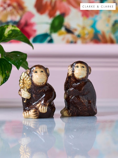 Clarke and Clarke Natural & Gold Monkey Business Salt & Pepper (547787) | £7.50