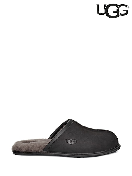 UGG Black Leather Scuff Slippers (547959) | £100