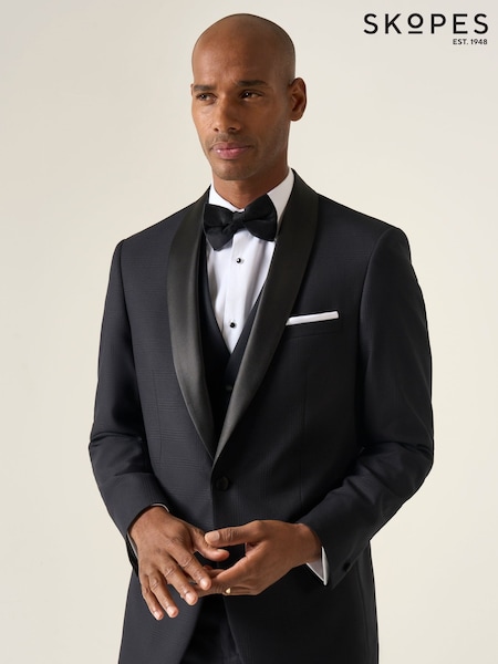 Skopes Black Tailored Fit Newman Check Suit (548385) | £115