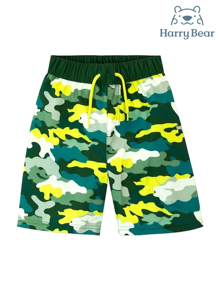 Harry Bear Green Boys Camo Swim Shorts (548607) | £12