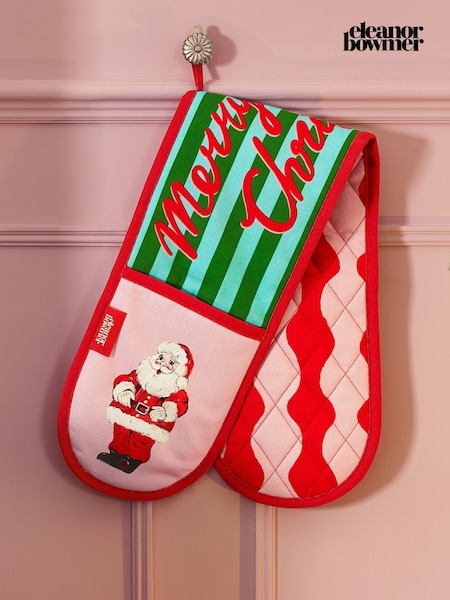 Eleanor Bowmer Christmas Santa Cotton Kitchen Double Oven Glove
