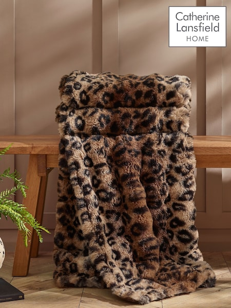 Catherine Lansfield Animal Print Faux Fur Blanket Throw