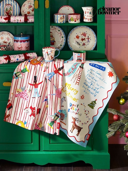 Eleanor Bowmer 2 Pack Christmas Dear Santa Cotton Tea Towel