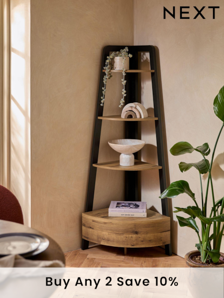 Dark Bronx Oak Effect Corner Ladder Shelf (550779) | £299