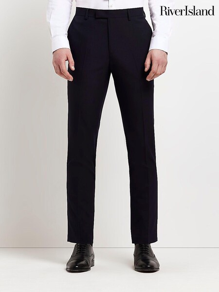 River Island Dark Blue Skinny Twill Suit Trousers (551062) | £17.50