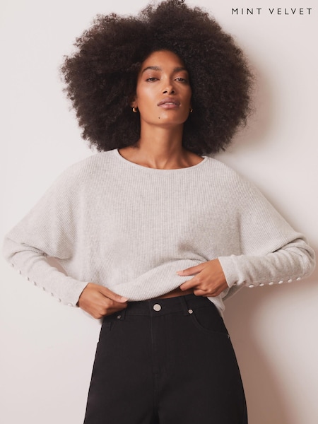 Grey - Mint Velvet Lace Detail Jumper