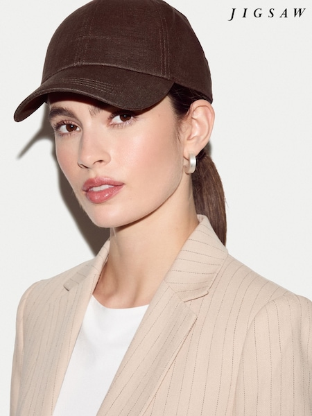 Brown - Jigsaw Linen Baseball Cap