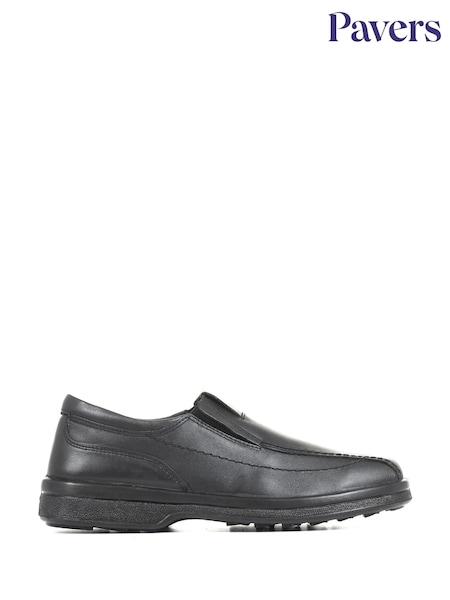 Pavers Natural Pavers Wide Fit Leather Slip On Black Shoes (553335) | £40