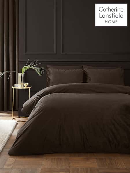 Catherine Lansfield Kingsley Soft Matt Velvet Duvet Cover And Pillowcase Set