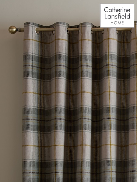Catherine Lansfield Brushed Glencoe Check Woven Thermal Eyelet Curtains