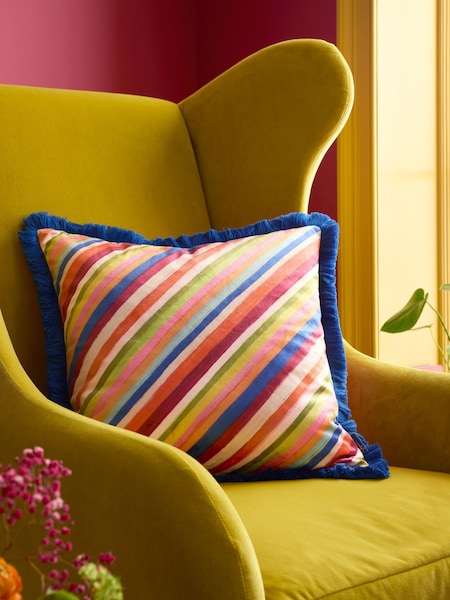 Sophie Robinson Darling Diagonal Stripe Reversible Filled Cushion