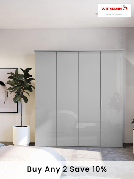 Wiemann Peyton Grey Glass Semi Fitted 4 Door Wardrobe (554585) | £1,010