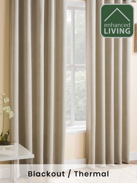 Enhanced Living Cream Vogue Ready Made Thermal Blackout Eyelet Curtains (554815) | £25 - £50