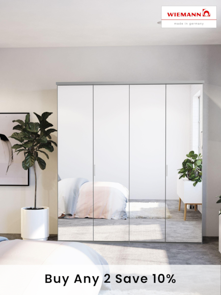 Wiemann Peyton Grey Mirror Semi Fitted 4 Door Wardrobe (554961) | £960