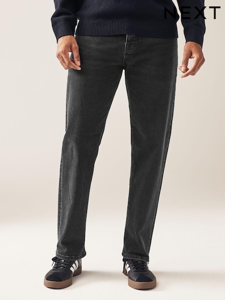 Black Single Straight Fit Classic Stretch Jeans (554982) | £28