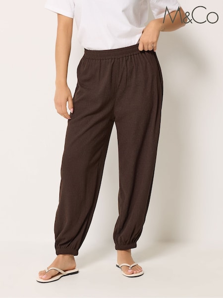 Brown - M&co Petite Balloon Trousers