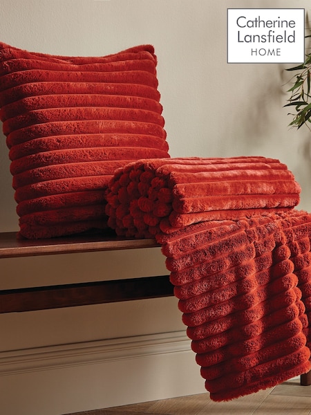 Catherine Lansfield Orange Catherine Lansfield Soft and Cosy Ribbed Cushion (555742) | £16