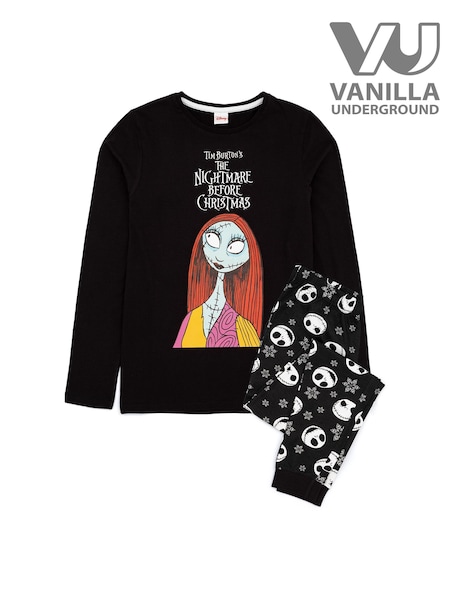 Vanilla Underground Black Womans Disney The Nightmare Before Christmas Multicoloured Long Sleeve Long Leg 100% Cotton Pyjamas Set (555865) | £28
