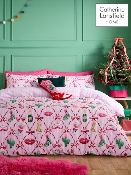 Catherine Lansfield Christmas Kitsch Reversible Duvet Cover And Pillowcase Set