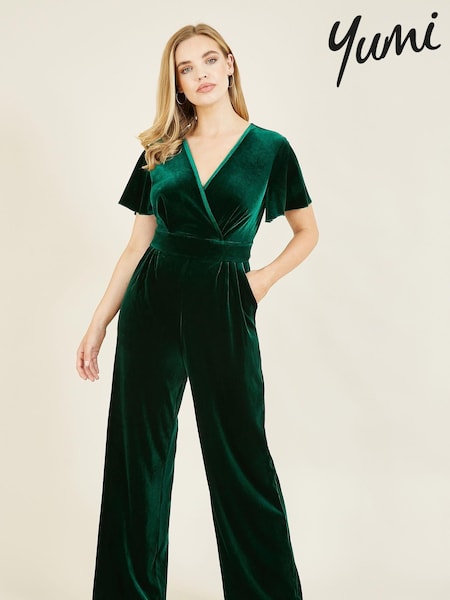 Yumi Dark Green Jumpsuit With Angel Sleeves (556189) | £65