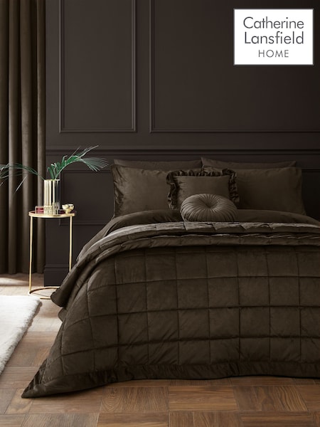Catherine Lansfield Kingsley Matt Velvet Quilted Bedspread