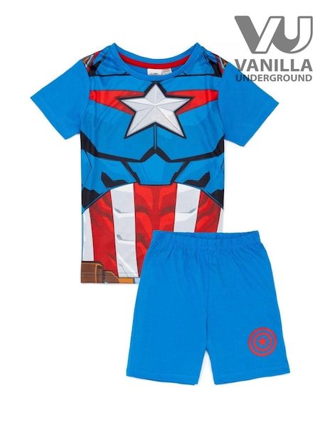 Vanilla Underground Captain America Boys Licensing 100% Cotton Short Pyjamas (556701) | £16