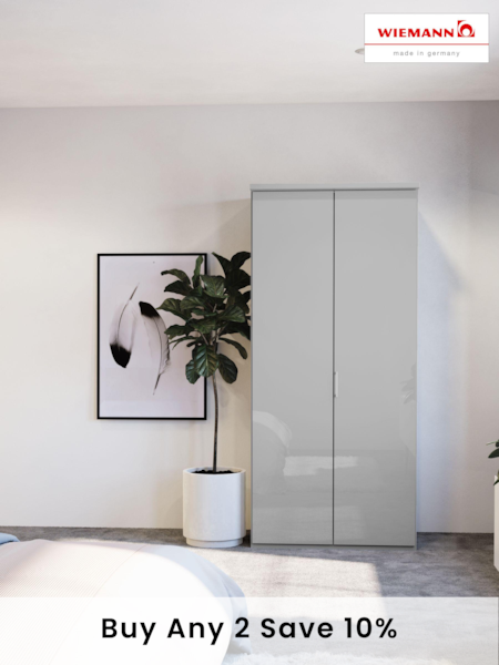 Wiemann Peyton Grey Glass Semi Fitted Double Wardrobe (557430) | £675
