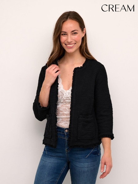 Cream Mellie Black Open Front 3/4 Sleeve Cardigan (557465) | £65