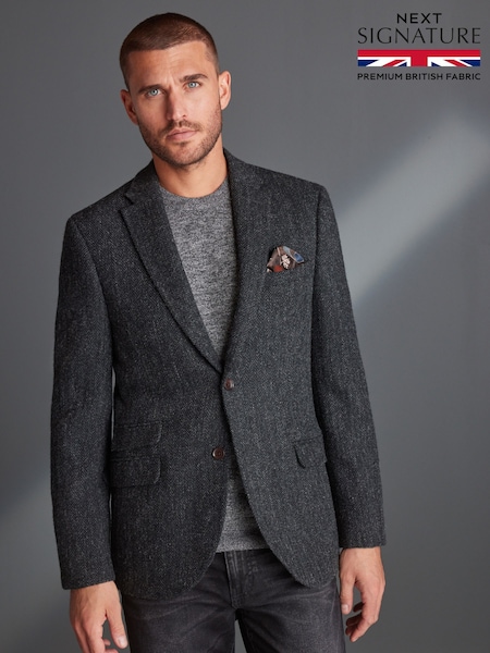 Charcoal Grey Signature Harris Tweed British Wool Blazer (558090) | £229