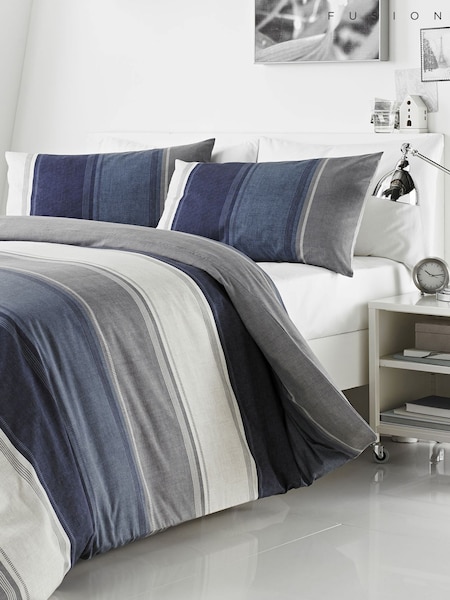 Fusion Blue/Beige Betley Duvet Cover and Pillowcase Set (558181) | £18 - £35