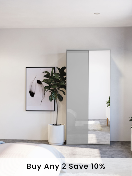 Wiemann Peyton Grey Glass and Mirror Semi Fitted Double Wardrobe (558931) | £675
