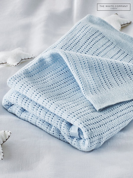 The White Company Blue Cellular Satin 100% Cotton Winter Blanket (559426) | £20 - £24