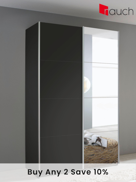 Rauch Dark Grey Cameron Wood and Mirror Sliding Semi 1.3m Sliding Fitted Wardrobe (561523) | £620