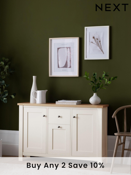 Cream Malvern Oak Effect Large Slim Sideboard (561736) | £260