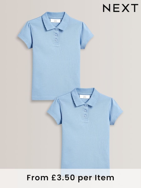Blue Regular Fit 100% Cotton Short Sleeve Polo Shirts 2 Pack (3-16yrs) (562039) | £7 - £12.50