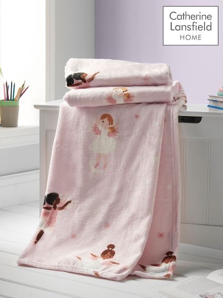 Catherine Lansfield Pink Teddy Dancing Fairies Cosy Fleece Throw (562239) | £16