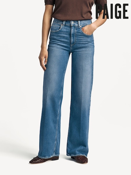 Paige Blue Sasha Distressed Wide Leg 100% Cotton Jeans (563192) | £290