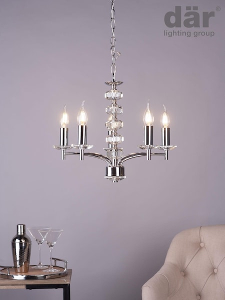 Dar Lighting Silver Oleana 5 Light Armed Ceiling Light Fitting (564780) | £115