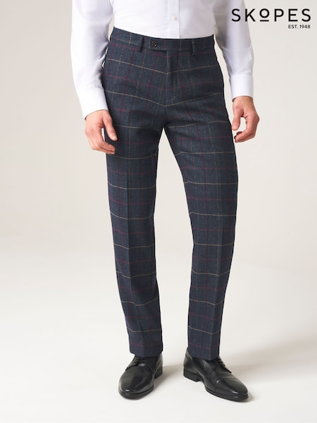 Skopes Blue Doyle Tweed Tailored Wool Blend Trousers (564880) | £79