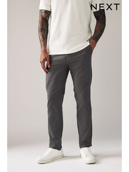 Grey Dark Slim Fit Stretch Chinos Trousers (565748) | £24
