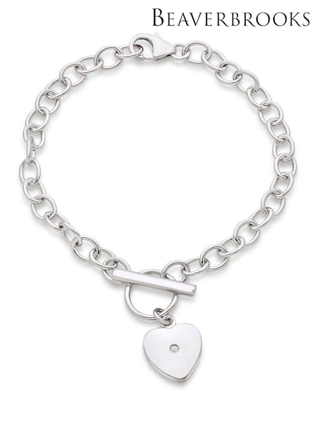 Beaverbrooks Childrens Mini B Sterling Silver Tone Diamond Heart Bracelet (566028) | £95