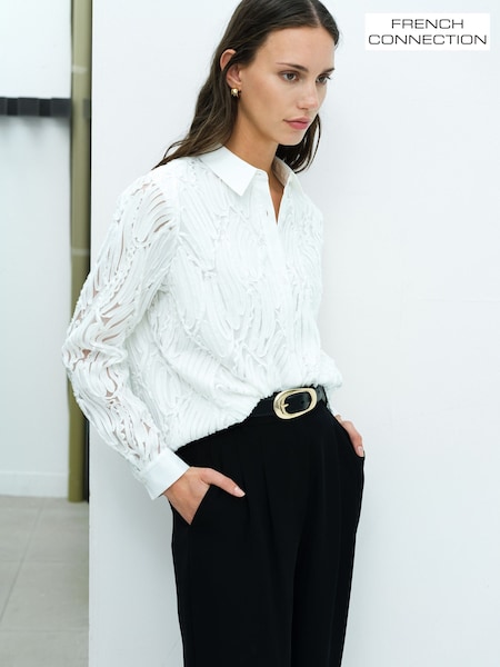 White - French Connection Margot Textured Shirt