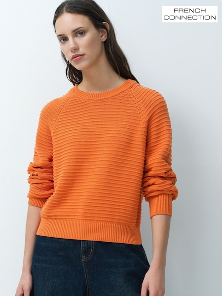 Orange - French Connection Lilly Mozart Short Sleeve Crew Neck Jumper