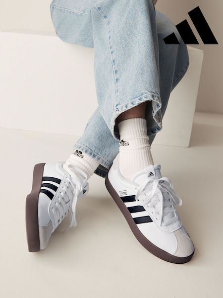 adidas White/Black VL Court 3.0 Trainers (567146) | £35
